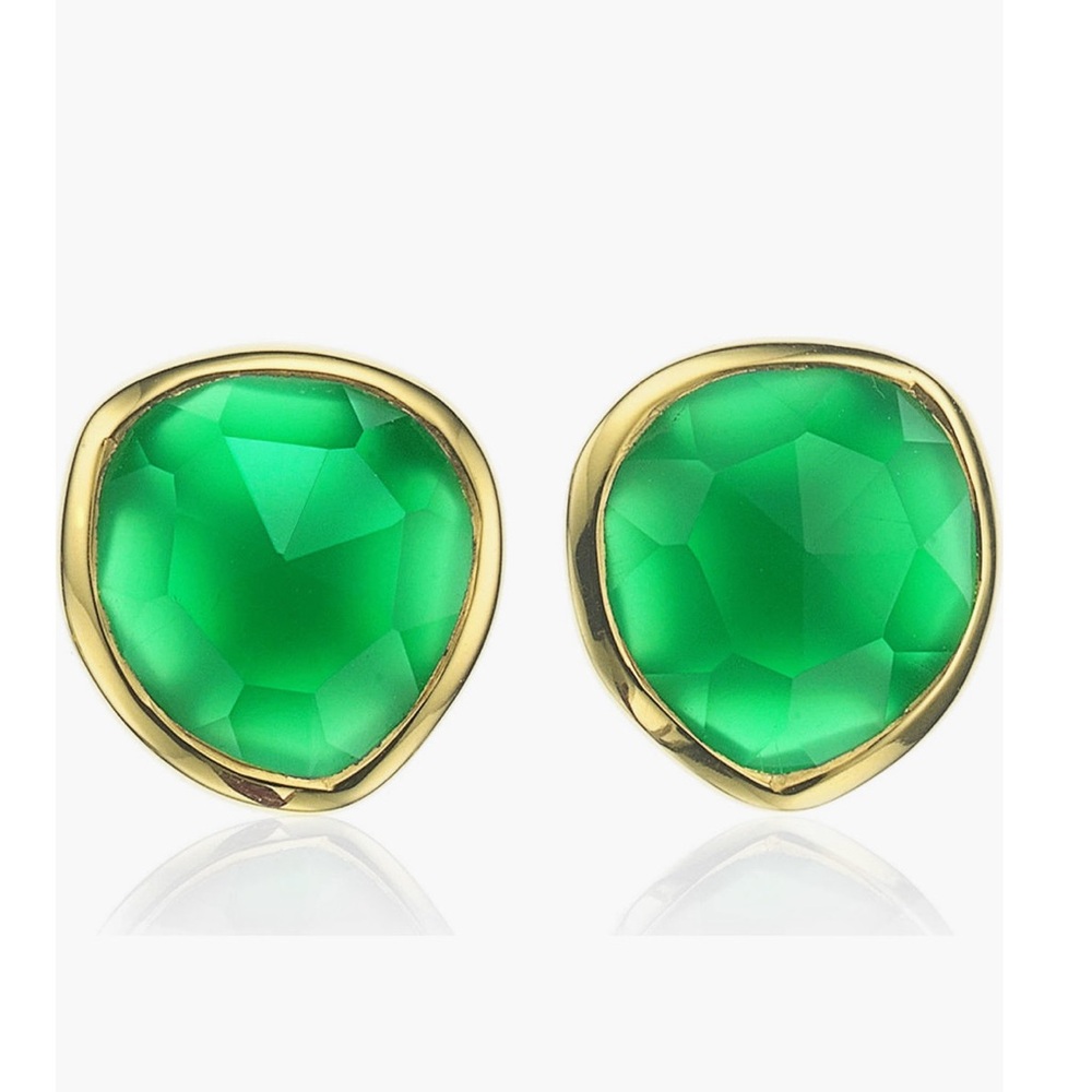 Monica Vinader Siren Green Onyx and 18k gold plated Stud Earrings